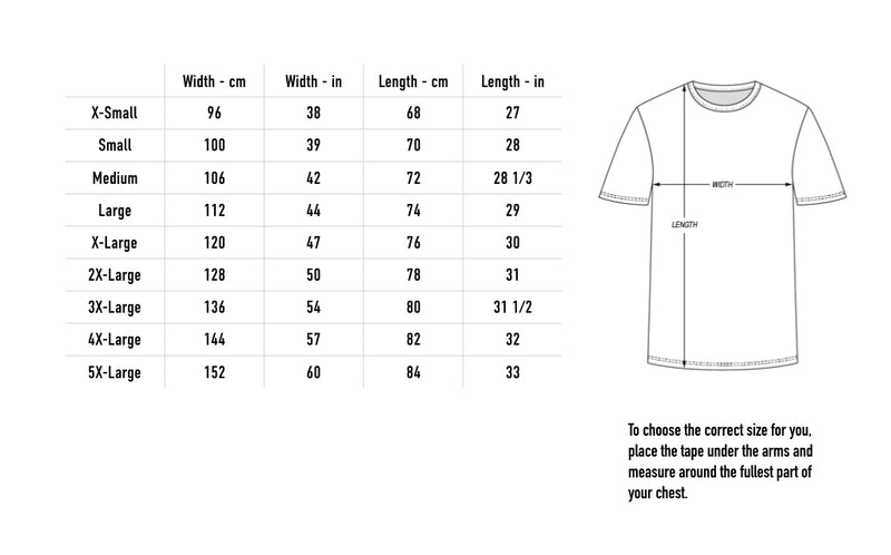 Size chart for Sacrifice Me Tee - Black