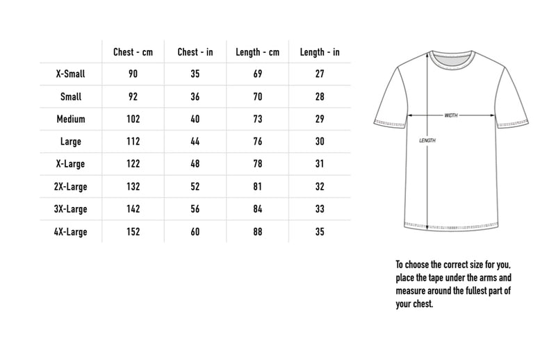 Size chart for Summer Shows 2025 Tee - Black